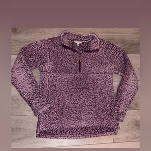 Time & Tru Medium Long Sleeved Teddy Bear Fleece Quarter Zip Purple Soft Warm